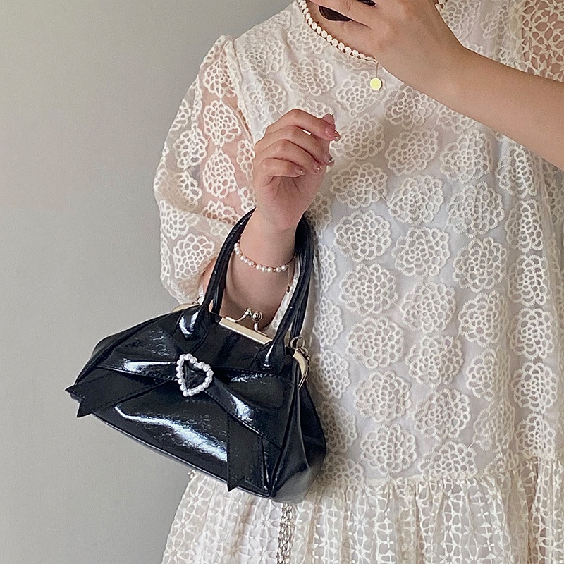 Túi xách IELGY thắt nơ đính ngọc trai giả cổ điển cho nữ