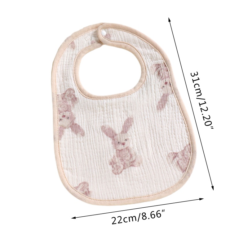 Yếm Vải Gạc Cotton 6 Lớp Mềm Mại In Họa Tiết Hoạt Hình Có Nút Nhấn Dành Cho Bé Sơ Sinh
