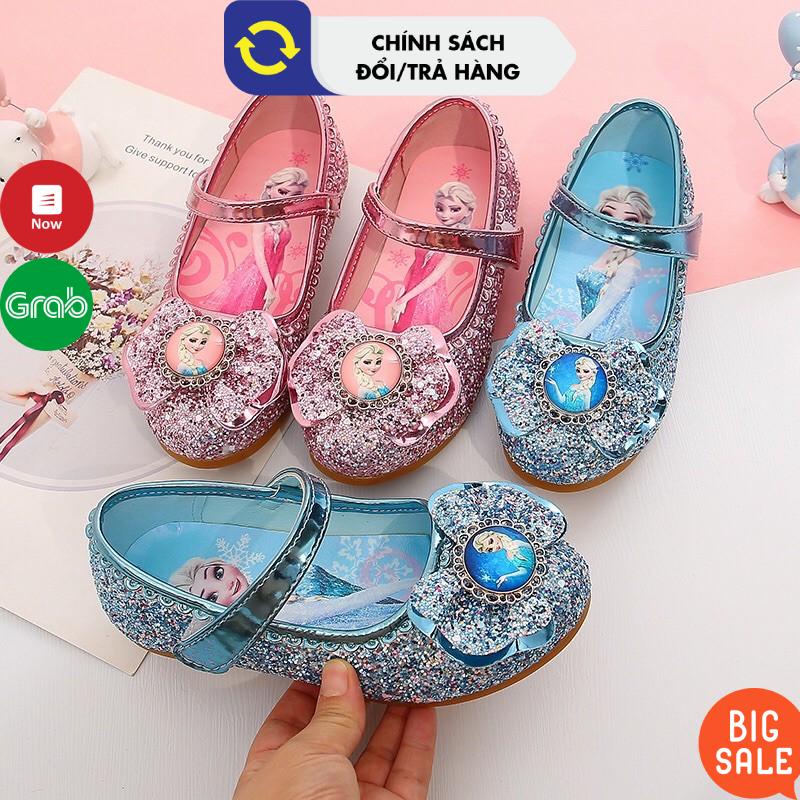 Giày búp bê cho bé gái in họa tiết công chúa Elsa đính kim tuyến đẹp size 25-36 trẻ em từ 3 đến 15 tuổi - Giầy búp bê nữ