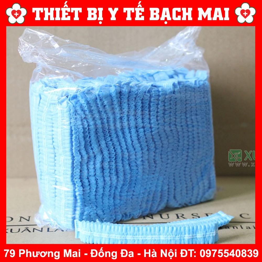 Mũ Trùm Đầu Y Tế, Mũ Con Sâu Bịch 100 Cái – Màu Xanh