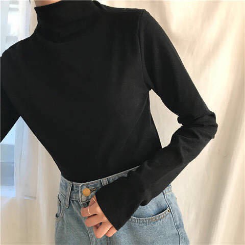 Áo thun nữ tay dài cổ cao phong cách thời trang thu đông Hàn Quốc | BigBuy360 - bigbuy360.vn