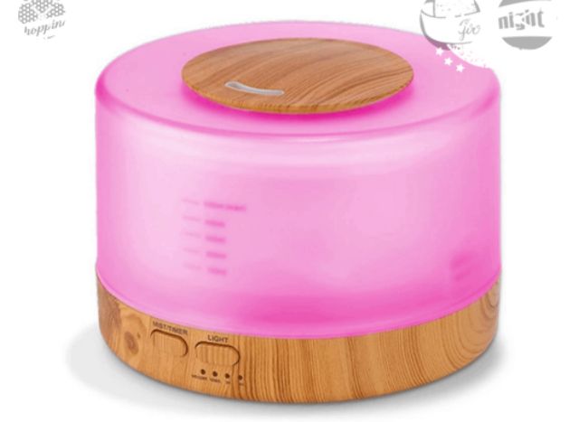 Máy Xông Tinh Dầu Trụ Trong Đế Gỗ 500ml
