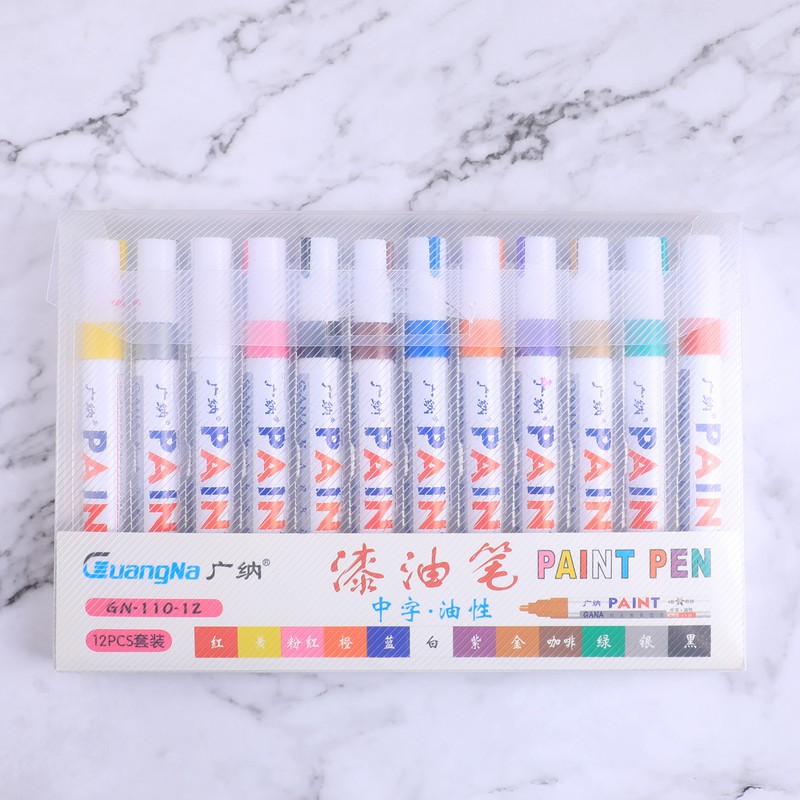 Set 12 bút lông bằng acrylic chống nước để vẽ nghệ thuật trên đá/kim loại/thủy tinh/sỏi