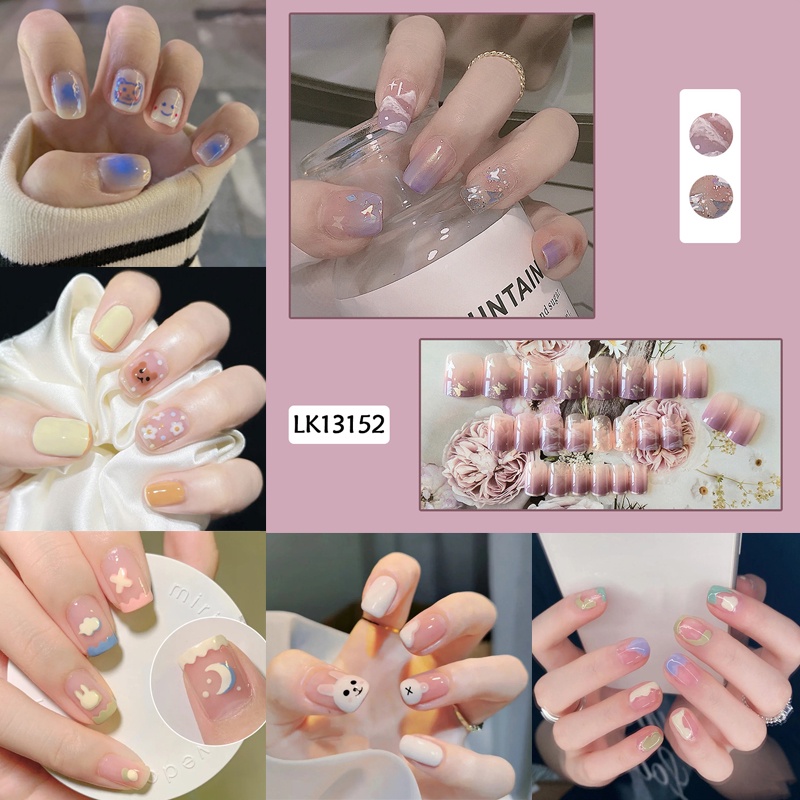 [Hàng mới về] Set 24 móng tay giả nhiều màu sắc tùy chọn sành điệu hợp thời trang
