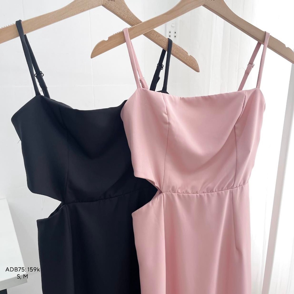 Đầm đi tiệc midi body 2 dây cut eo  xẻ đùi quyến rũ dạ hội ADB75 CHIBEST