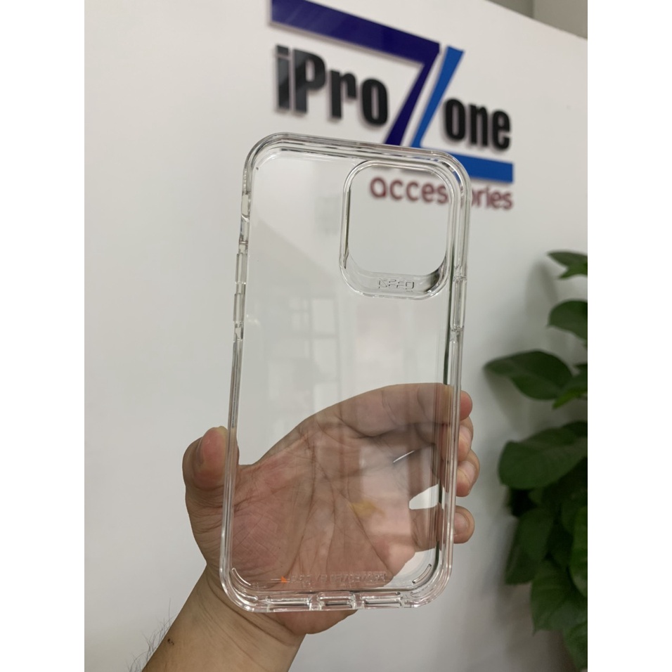 Ốp Lưng Kính Viền Dẻo Trong 14 Promax /14 /13 Pro Max/13 Pro/12/12 Pro/12 Pro Max/11/ 11 Pro Max Hàng Hãng GEAR4 Chống Ố