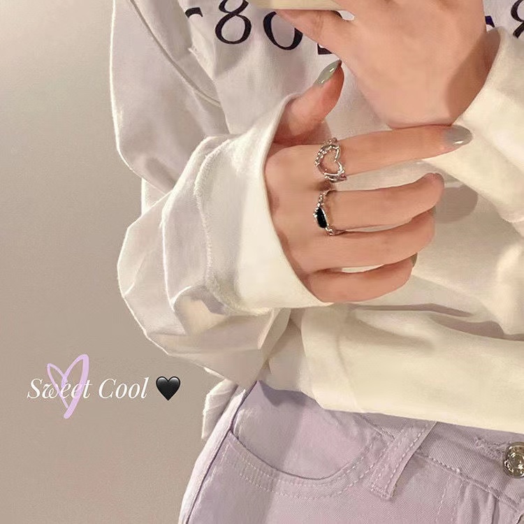 iF YOU Set 2 Nhẫn Bạc Phong Cách Hàn Quốc Cổ Điển Dành Cho Nữ