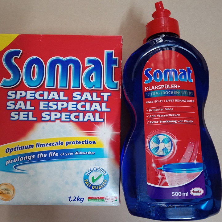 bộ muối rửa bát Somat 1,2 kg và nước làm bóng Somat 500ml