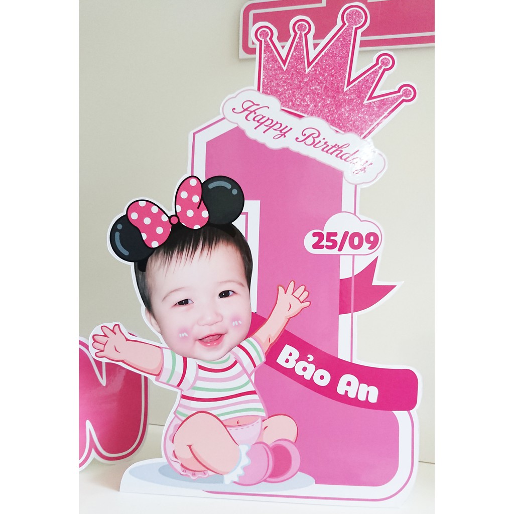 Chibi sinh nhật cho bé, cây số tuổi kèm hình chibi ngộ nghĩnh dùng cho trang trí sinh nhật RTK006