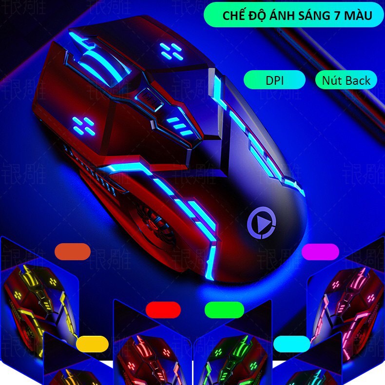 Chuột PC Laptop Gaming Có Dây 4 Màu Xám Đen Hồng Trắng YINDIAO G5 3200DPI LED 7 Màu Thiết Kế Cực Ngầu-THMODERN