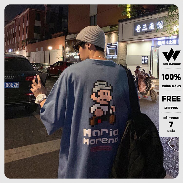 Áo phông tay lỡ unisex WIIS form rộng MARIO thời trang nam nữ oversize