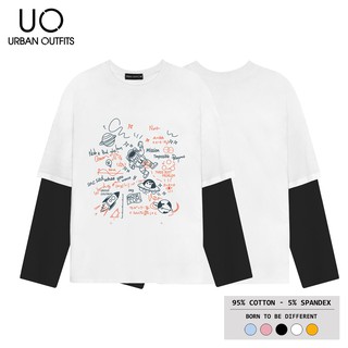 Áo Thun Tay Dài Phối Nam Nữ Form Rộng URBAN OUTFITS In Phi Hành Gia TDO04 100 Cotton 4 Chiều