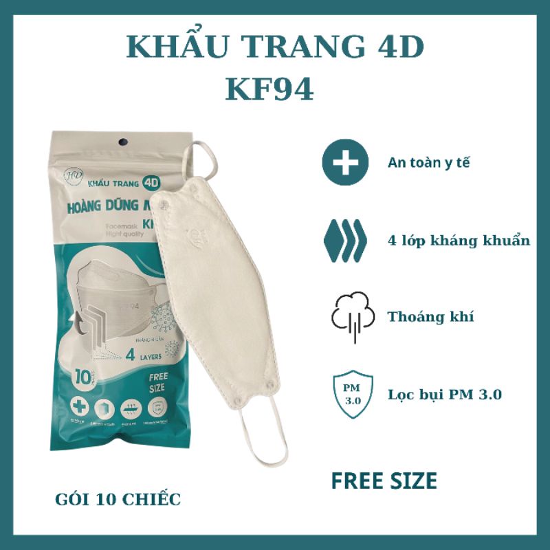 Khẩu trang 4D Hoàng Dũng mask KF94