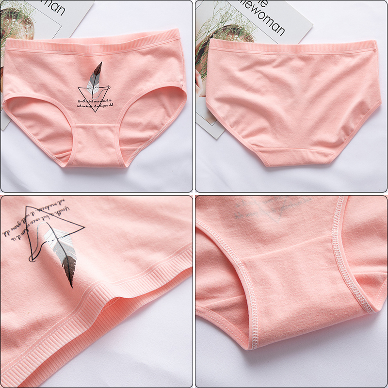Quần Lót Levao Lưng Cao Trung Bình Vải Cotton In Họa Tiết Chim Hồng Hạc Dễ Thương Cho Nữ