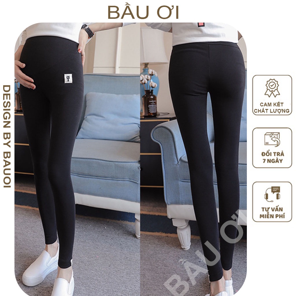 [BAUOII Q08] QUẦN LEGGING BẦU LÓT LÔNG HÌNH MÈO SIÊU ẤM THOÁNG KHÍ TÔN DÁNG CÓ CHUN CHỈNH BỤNG - QUẦN BẦU THU ĐÔNG ĐẸP