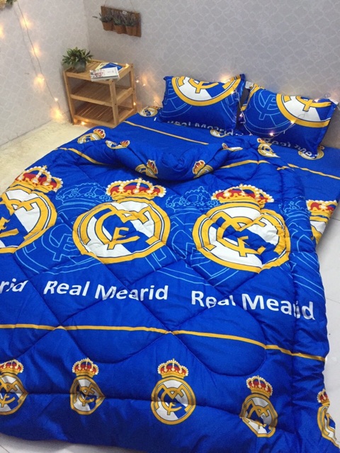 BỘ DRAP &amp; CHĂN PHAO CLB BÓNG ĐÁ READ MADRID