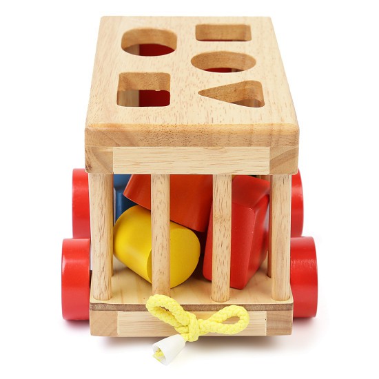 Xe kéo thả hình khối bằng gỗ cho bé, an toàn, thân thiện cho bé