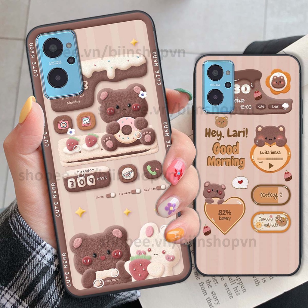 Ốp Realme 9i in 3D icon gấu nổi siêu xinh, siêu đáng yêu, cá tính phong cách