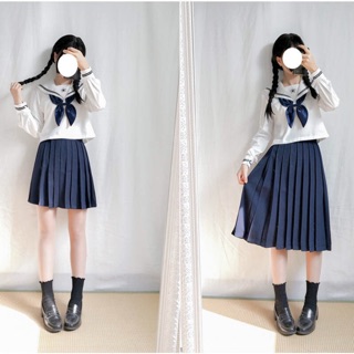 [Order] YAS0376-Set đồng phục Nhật thêu hoa anh đào xanh dương/đỏ