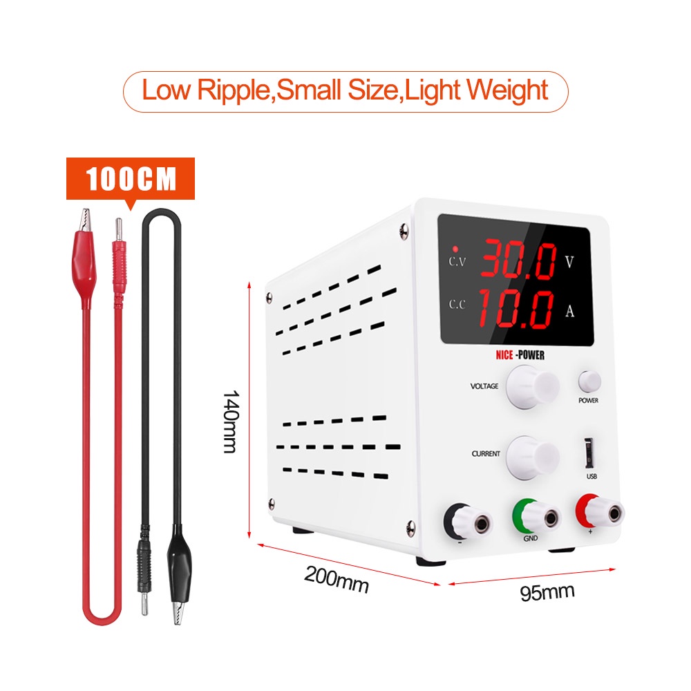 NICE-POWER 0-30V 0-10A Lab DC Power Supply  For cellphone PCB  repair,5V 2A USB Port