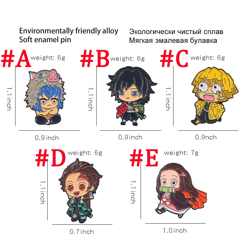 Ghim cài áo tráng men hình nhân vật Demon Slayer 5 mẫu tùy chọn thích hợp làm quà cho cặp đôi