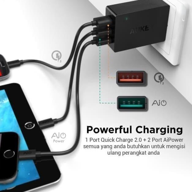 Đầu Sạc 3 Cổng Usb Ond Xbigsalex Aukey 42w Qc 2.0 & Aipower - Pa-T2