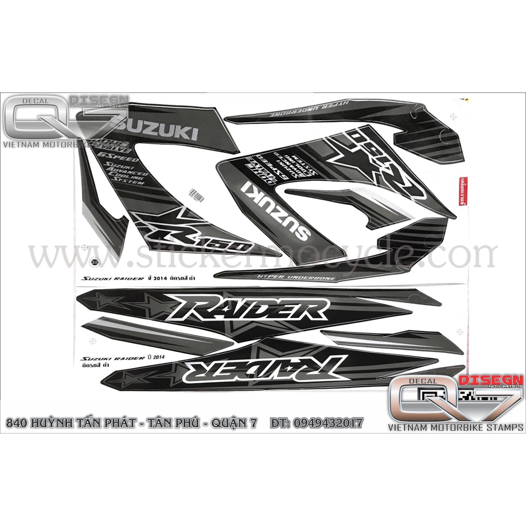 TEM RỜI RAIDER 2014 XÁM ĐEN