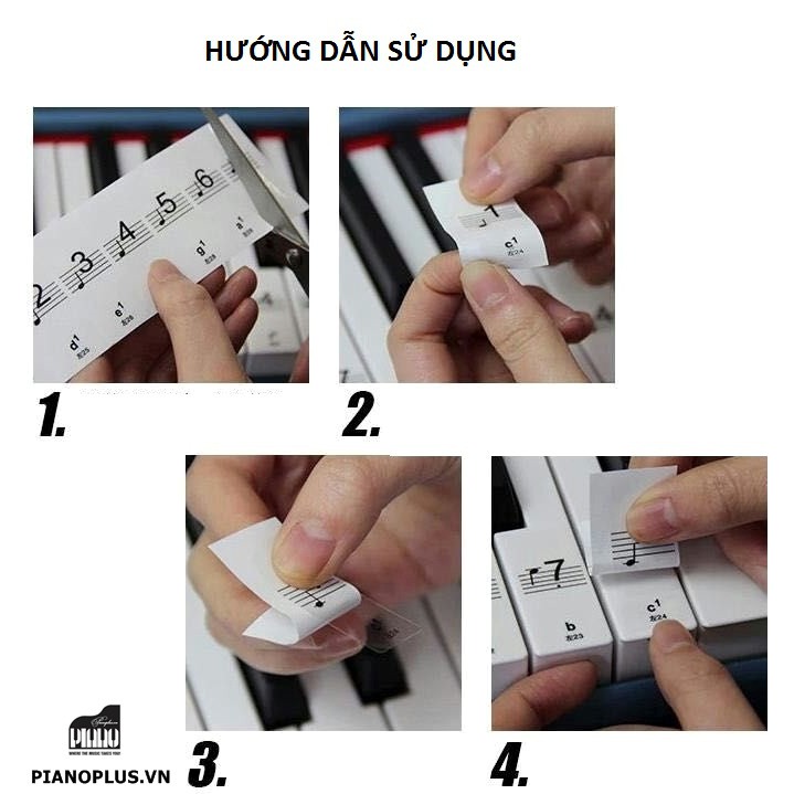 Miếng Dán Nốt Nhạc Bàn Phím Cho Đàn Piano, Organ - Decal, Sticker Đánh Dấu Vị Trí Note Dùng Cho Đàn 88, 61, 54, 49 Phím