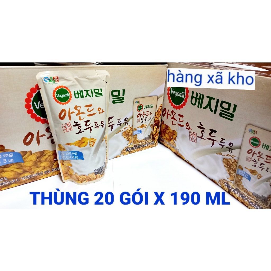 Thùng 15 gói X 200 ml sữa óc chó hạnh nhân đậu đen vegemil ,hsd .5/2024
