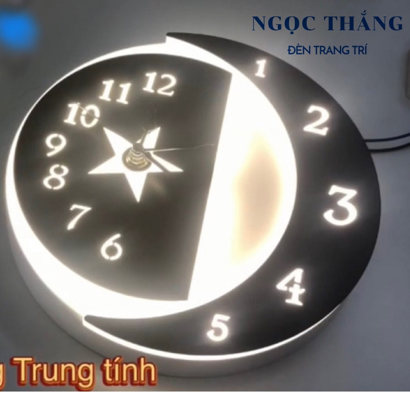 Đèn Led treo tường ốp tường trang trí tích hợp đồng hồ Led 3 chế độ màu 8W 220V GT412 Ngọc Thắng