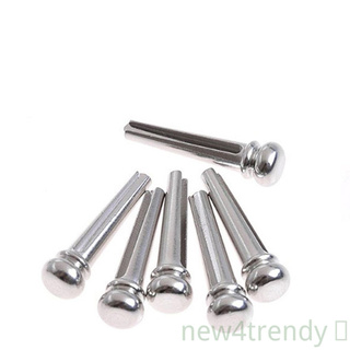 Set 6 chốt dây đàn Guitar Acoustic màu bạc bằng kim loại mới4.6 cái