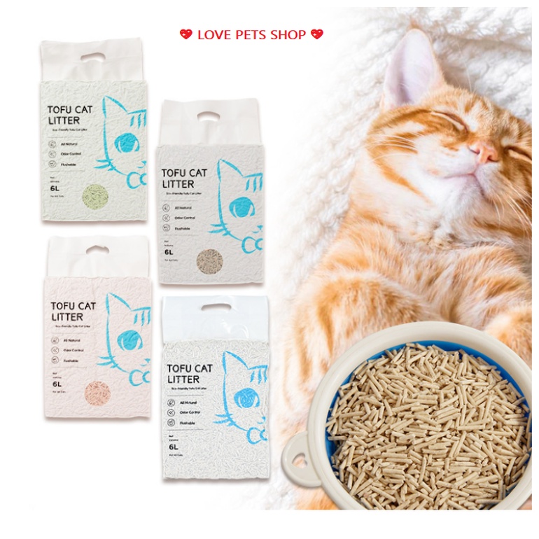 CÁT VỆ SINH CHO MÈO LÀM TỪ ĐẬU NÀNH TOFU CAT 6L - LOVE PETS SHOP
