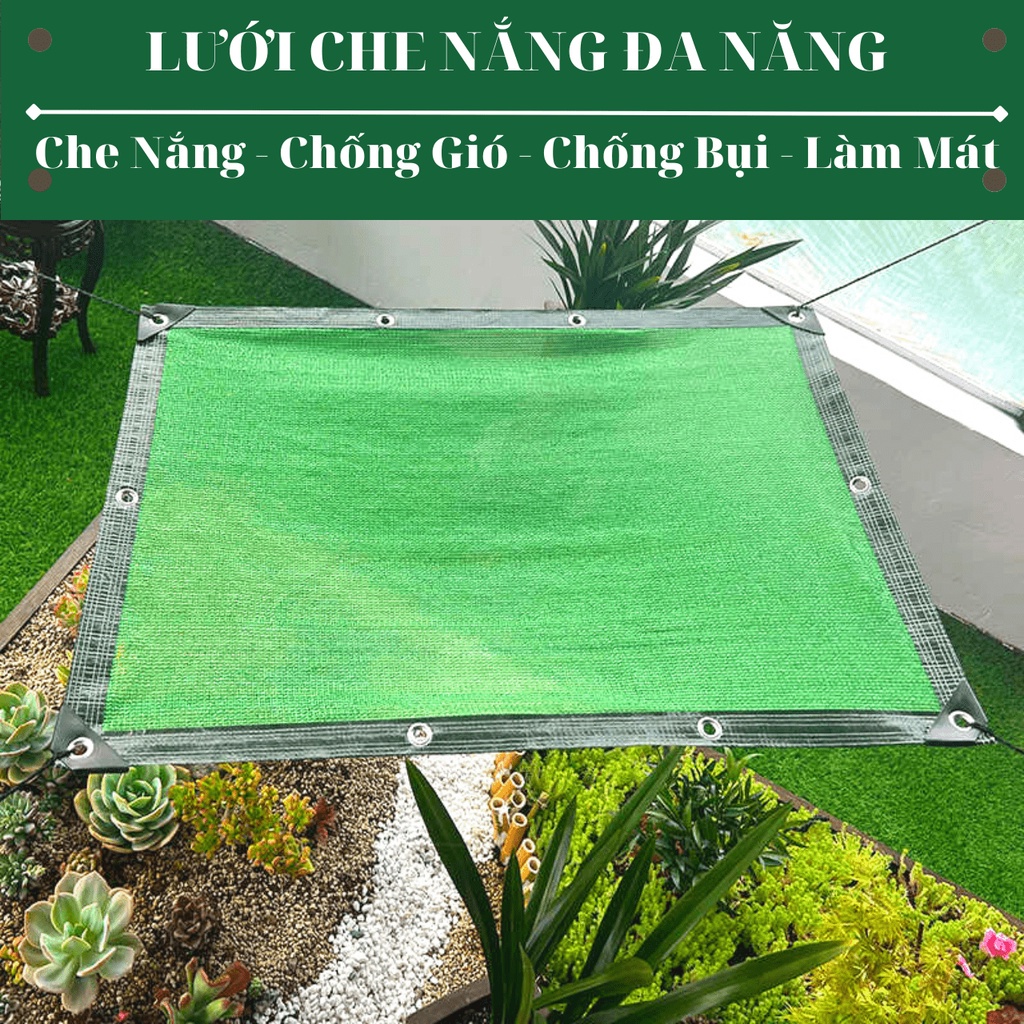 Lưới Che Nắng - May Viền Đóng Khoen Sẵn - Giá Bán Trên 1 Mét Vuông - Màu Xanh Lá - Nhựa Nam Việt