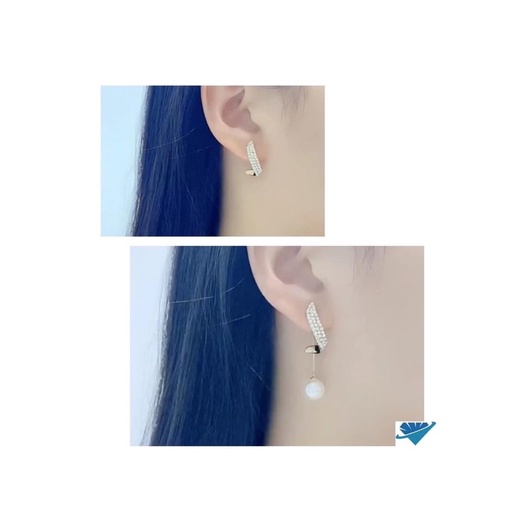 Bông tai nữ bạc mẫu mới, Đeo được 2 kiểu sang Trọng  tinh tế cho các chị em Mainomi Shop Bạc Xinh