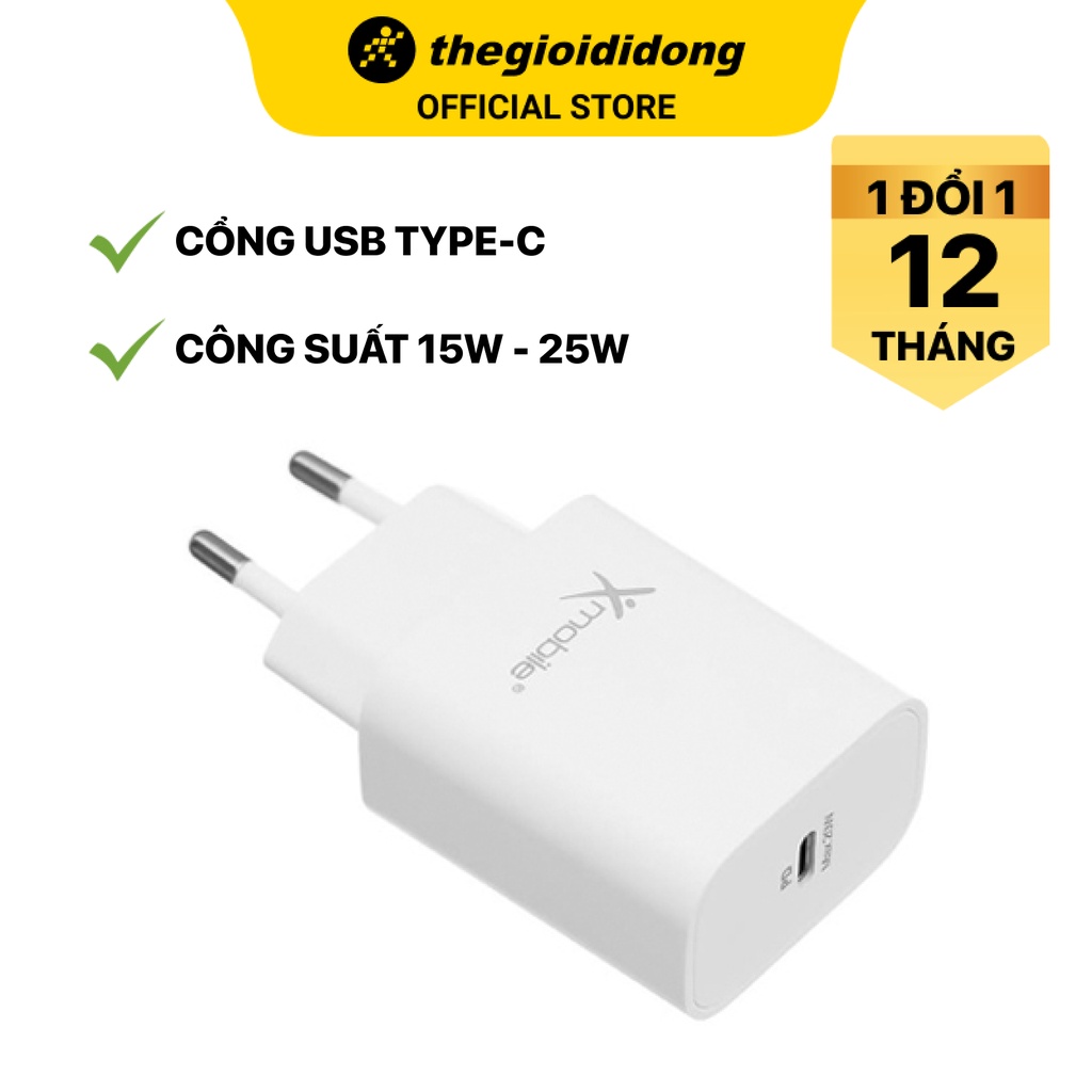 Adapter Sạc Type C PD 20W Xmobile TCE20W Trắng