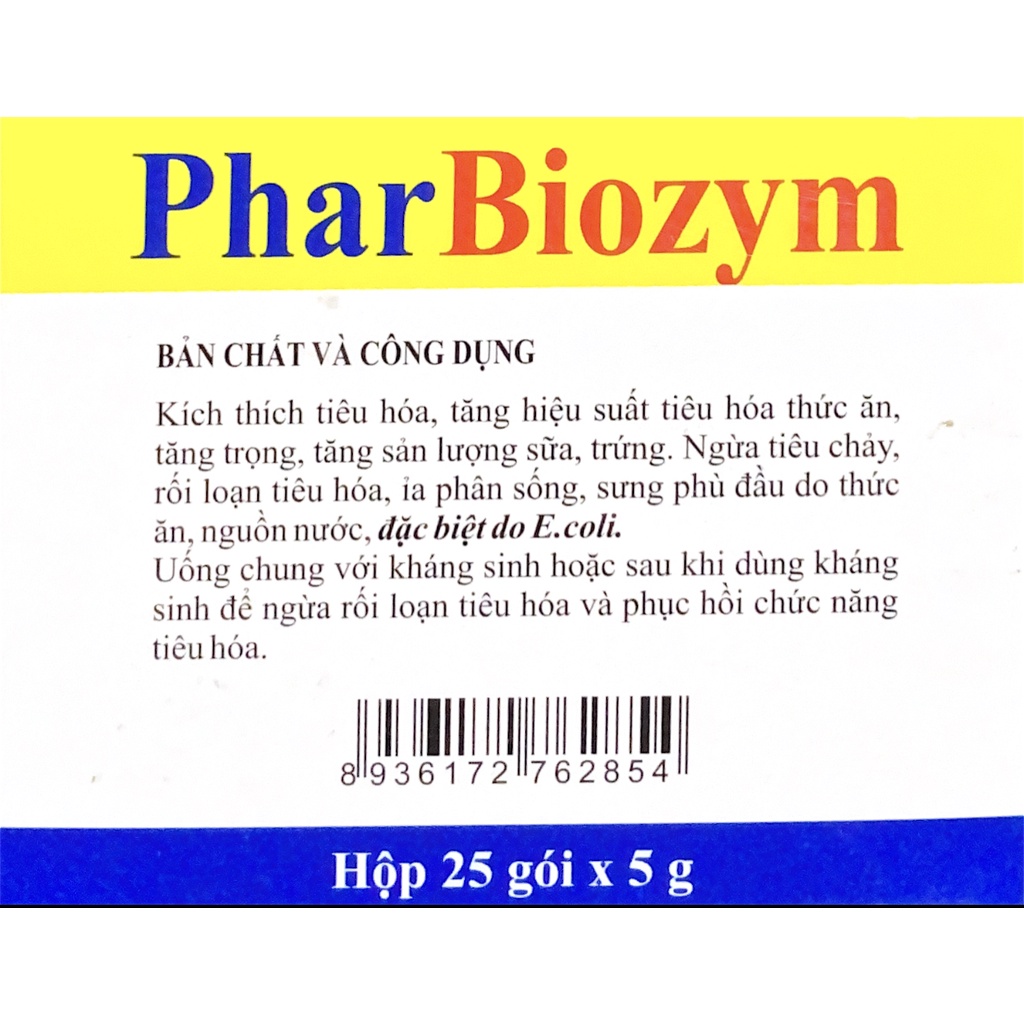 Men Tiêu Hoá Sống Cho Chó Mèo PHARBIOZYM Hộp 25 Gói - Thuốc Thú Y Hỗ Trợ Tiêu Hoá Kích Thích Ăn Uống Cho Thú Cưng