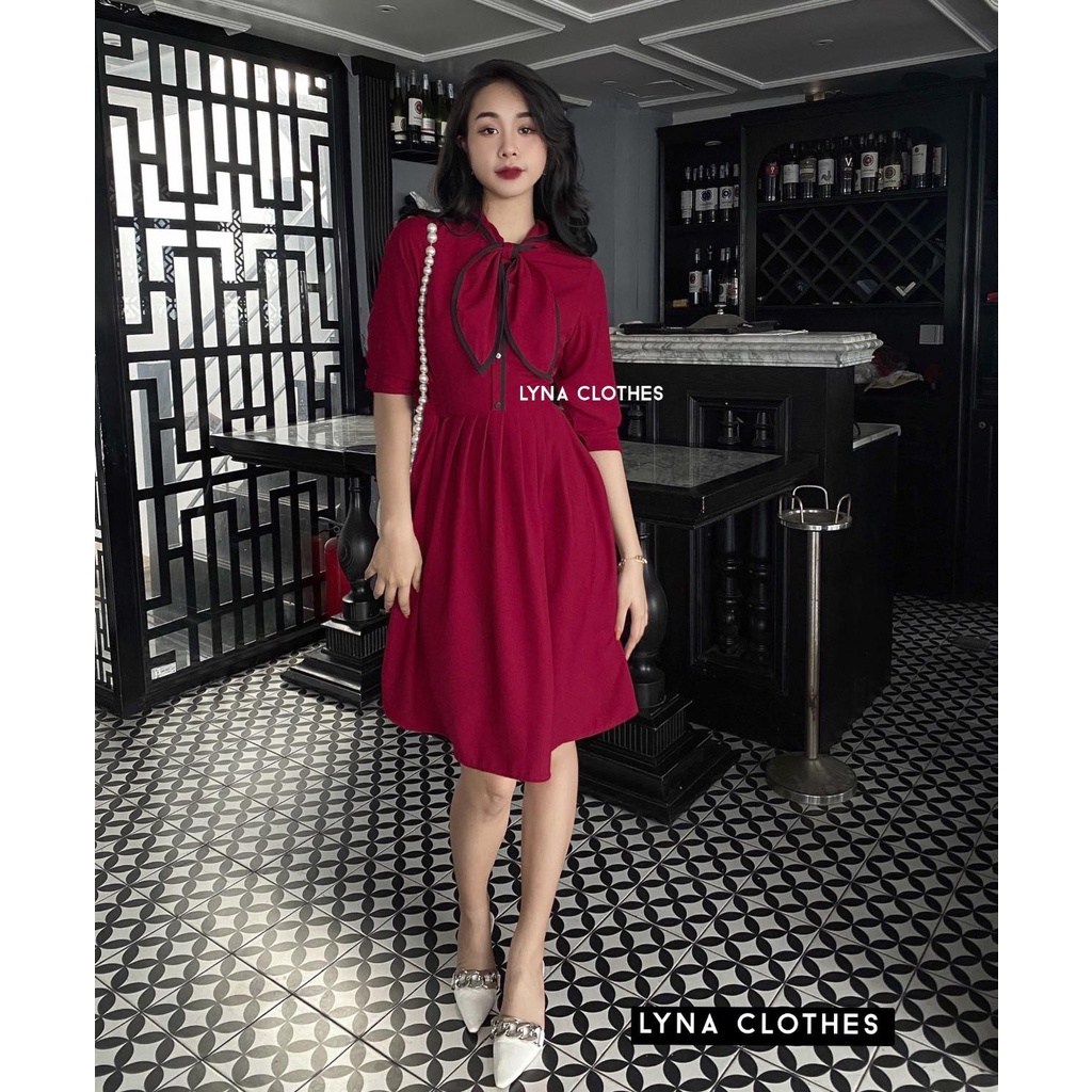 Váy thiết kế tiểu thư màu đỏ cổ nơ siêu đẹp cho mùa lễ hội giúp nàng tỏa sáng rực rỡ mỗi khi xuất hiện | BigBuy360 - bigbuy360.vn