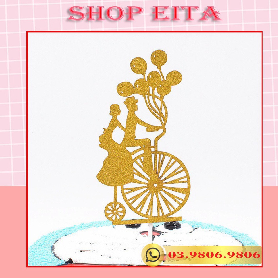 Que cắm cặp đôi trang trí bánh kem, trang trí bánh sinh nhật