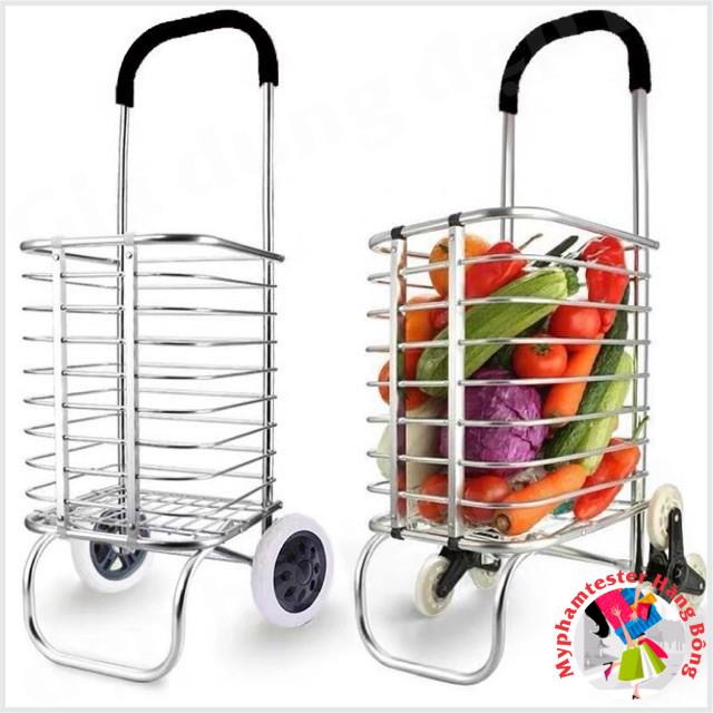 Xe đi chợ,kéo hàng,có rỏ đa năng inox cao cấp
