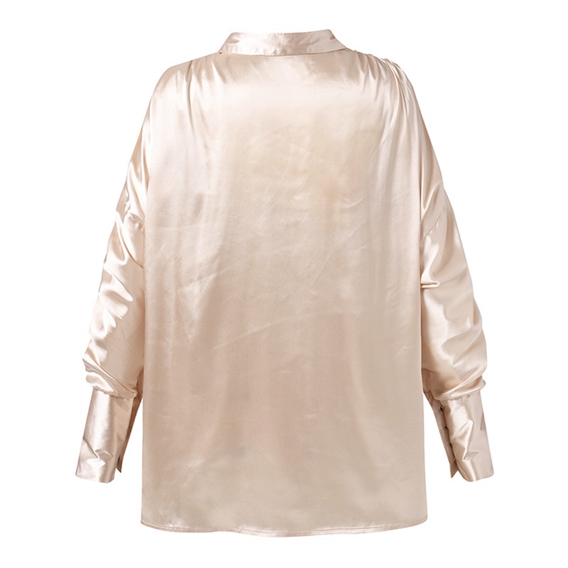 Áo sơ mi ZANZEA vải bóng màu trơn thời trang dành cho nữ