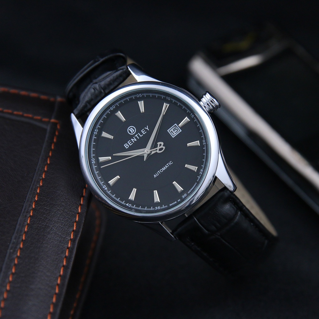 Đồng hồ nam BENTLEY AUTOMATIC dây da cao cấp -Mặt kính chống xước, chống nước