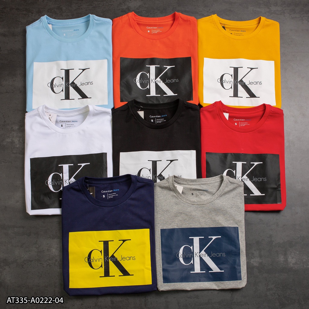 Áo thun nam Calvin Klein 100% Cotton AT335 - in hoạ tiết dạng khối