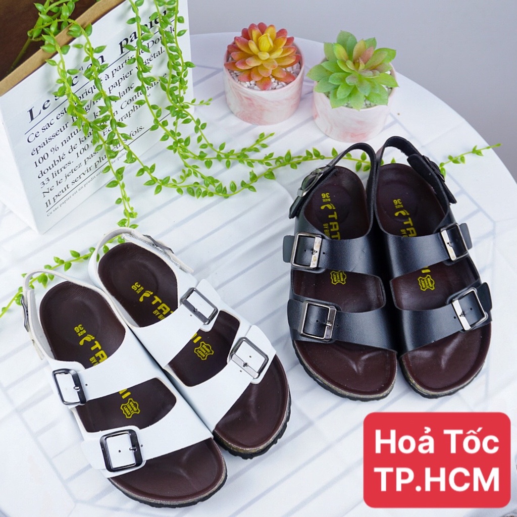 Giày sandal nữ đi học quai ngang đế trấu