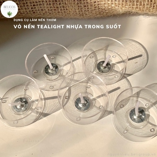 Vỏ Nến Tealight Nhựa Trong Suốt Kèm Bấc Cotton