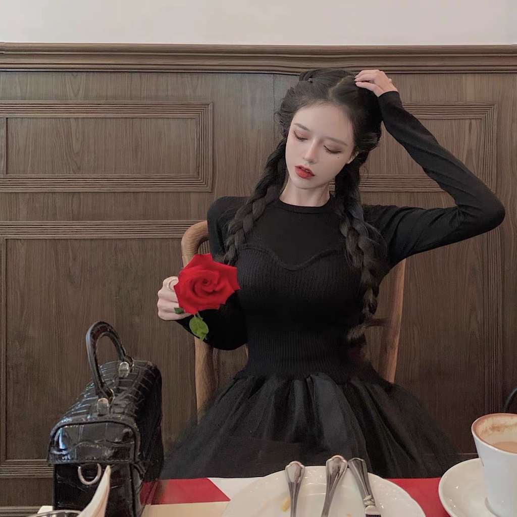 Đầm ngắn kiểu Pháp sợi lưới công chúa