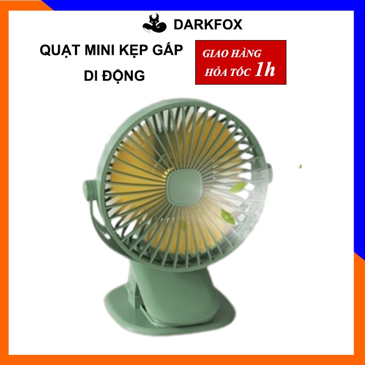 Quạt mini kẹp gấp di động 3 tốc độ gió quay 720 độ, sạc USB không tiếng ồn khi học, du lịch đa năng - QMN07