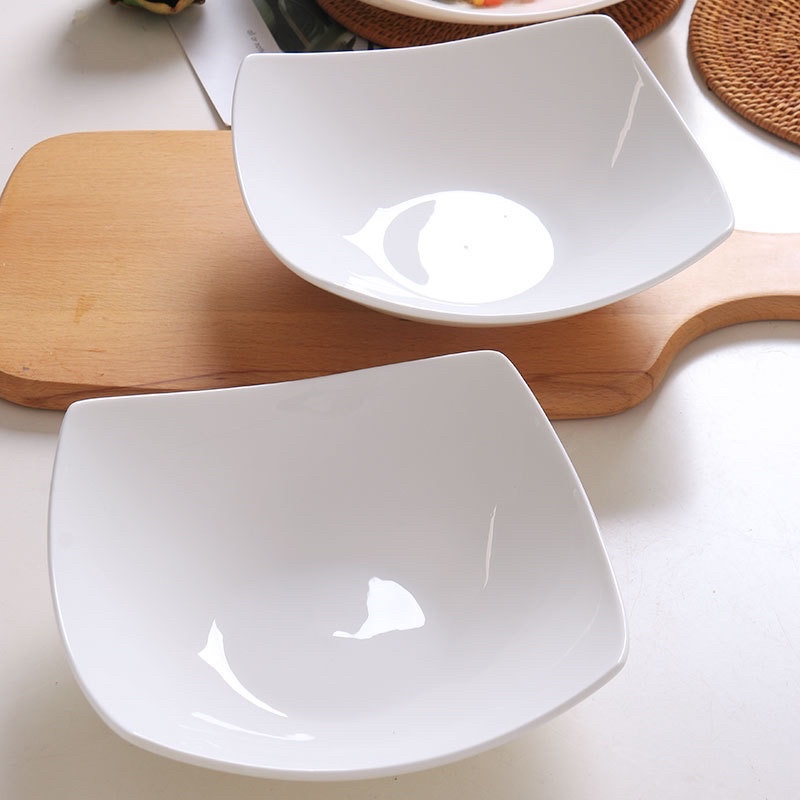 Combo 2 Đĩa mỳ Ý, đĩa sứ trắng trơn sáng tạo