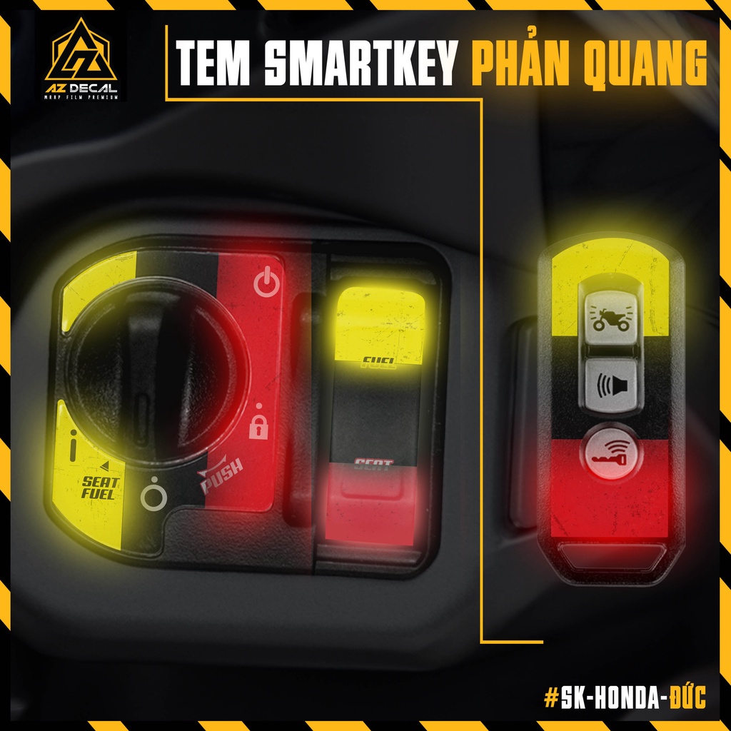 Tem Dán Smartkey Honda SH, SH Mode, Vision, Airblade, Vario,... | SK-HONDA-ĐỨC | Decal Phản Quang Dán Khóa Thông Minh