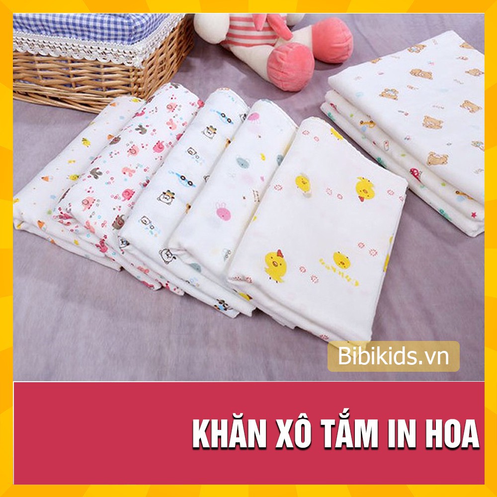 Khăn xô tắm cho bé 4 lớp, in hình họa tiết ngộ ngĩnh (75x80cm)