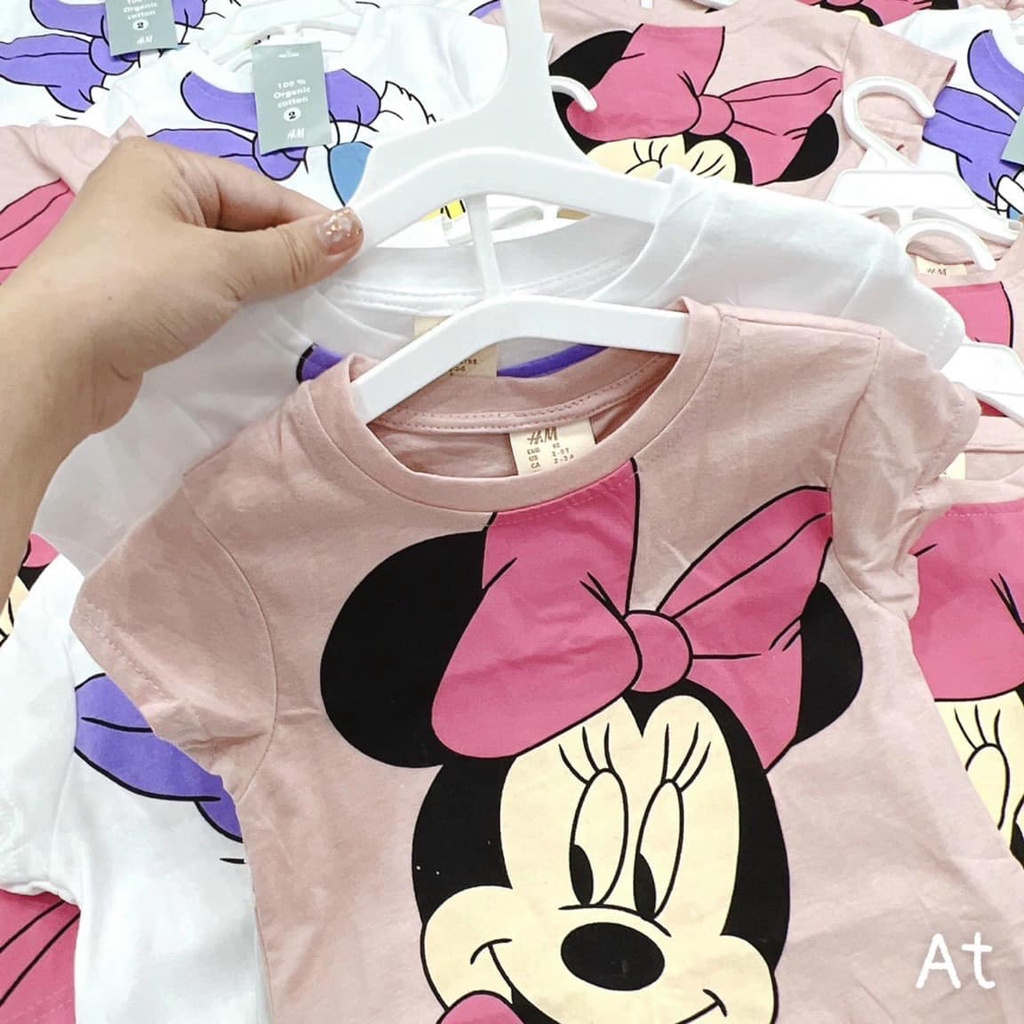 Áo thun bé Set 2 áo phông Disney Mickey Vịt Donal bé gái chất cotton 4 chiều mềm mịn